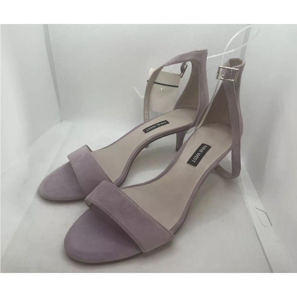 Nine West Light Purple Suede Open Toe Heels Shoes